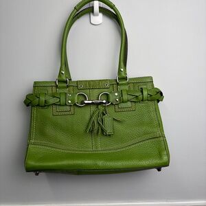 Coach Medium Hampton Lime Green Leather Y2K Carryall